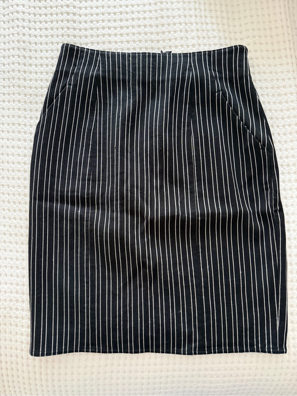 Emporio Armani Black Pencil Skirt with White Pinstripes